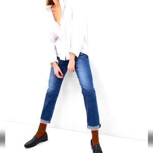 Gap Size 26R Girlfriend Distressed Vintage Mid Medium Indigo Ankle Jeans